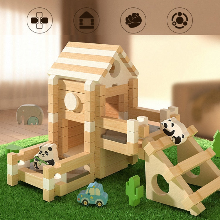 110pcs /Set Children Early Learning Mortise And Tenon Structure Building Blocks Hut DIY Wooden Assembly Educational Toy