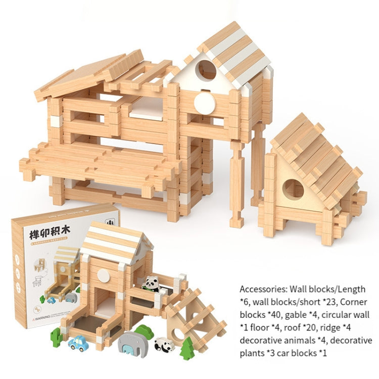 110pcs /Set Children Early Learning Mortise And Tenon Structure Building Blocks Hut DIY Wooden Assembly Educational Toy