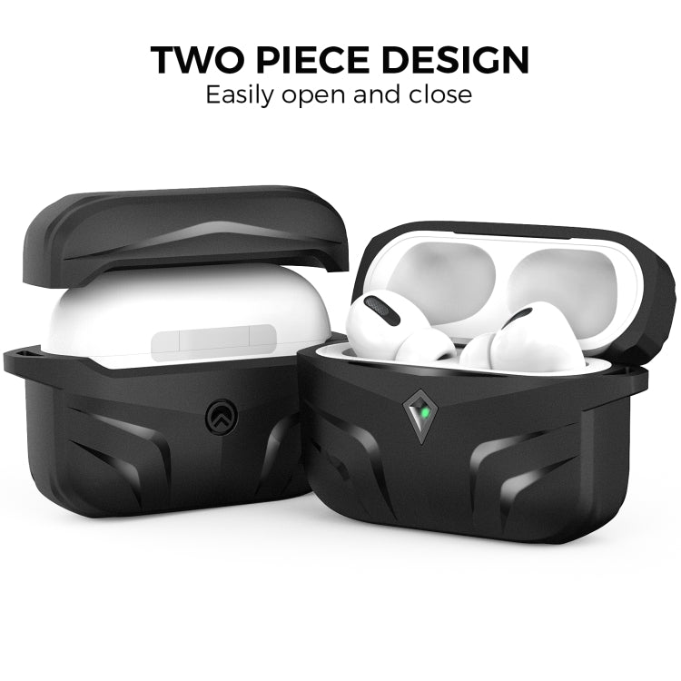 For Airpods Pro AhaStyle PT140 Diamond Edge TPU Split Drop Protection Case, Color: Black