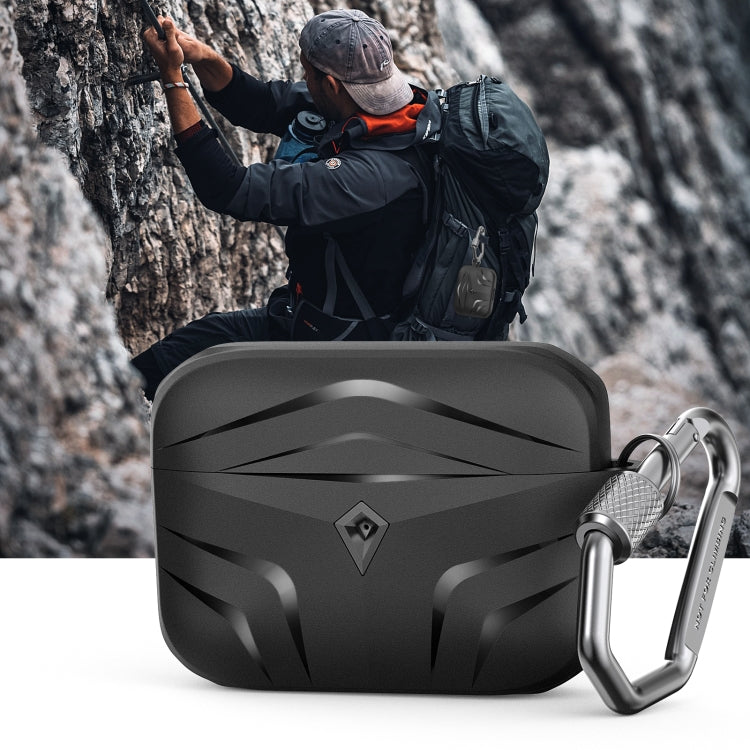 For Airpods Pro AhaStyle PT140 Diamond Edge TPU Split Drop Protection Case, Color: Black