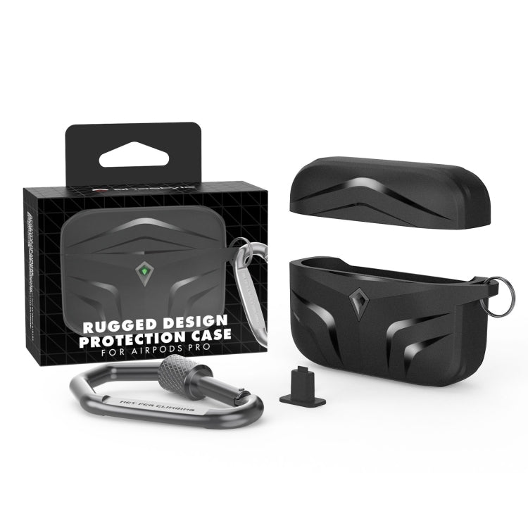 For Airpods Pro AhaStyle PT140 Diamond Edge TPU Split Drop Protection Case, Color: Black
