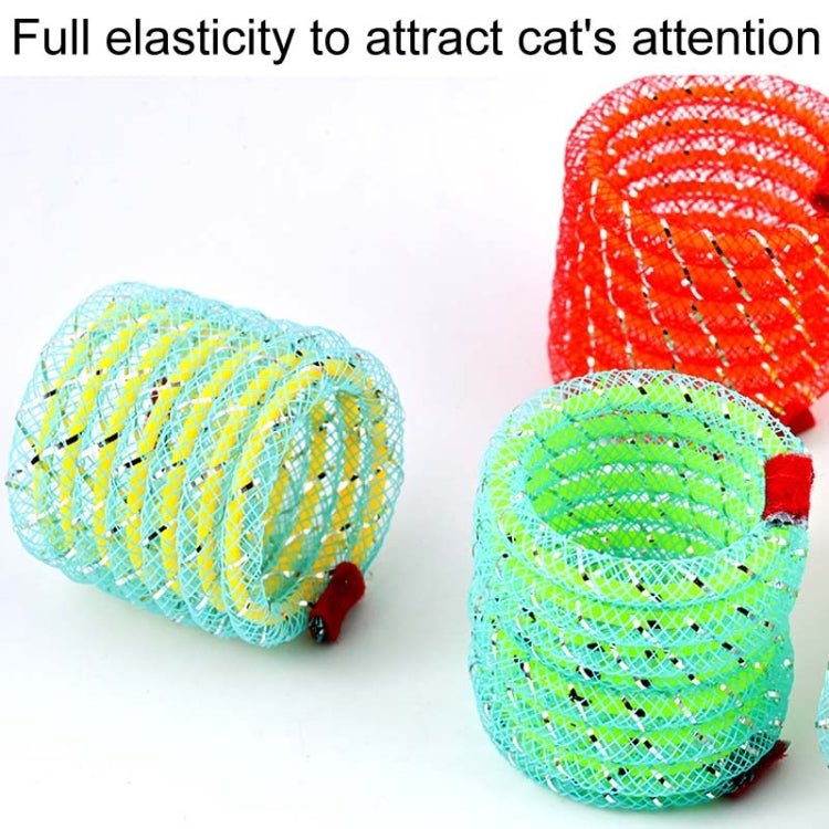 2pcs Colorful Plastic Spring Nylon Bouncing Tease Cats Toys Random Color Delivery