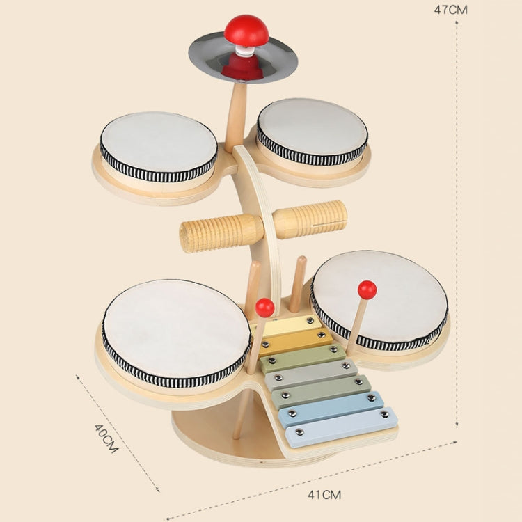 Children Wooden Desktop Music Percussion Toy Baby Early Learning Drum Enlightenment Toy, Style: Multi-function Drum Set