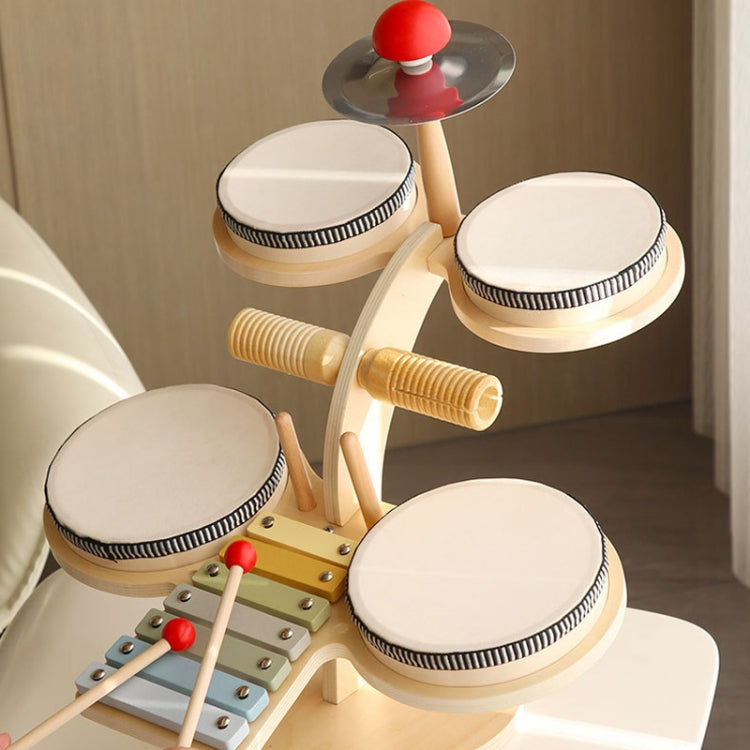 Children Wooden Desktop Music Percussion Toy Baby Early Learning Drum Enlightenment Toy, Style: Multi-function Drum Set