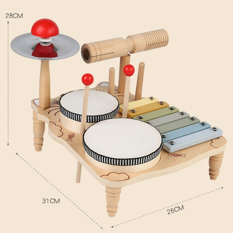 Children Wooden Desktop Music Percussion Toy Baby Early Learning Drum Enlightenment Toy, Style: Kitten Music Stand