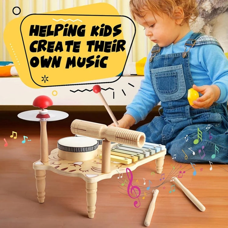 Children Wooden Desktop Music Percussion Toy Baby Early Learning Drum Enlightenment Toy, Style: Kitten Music Stand