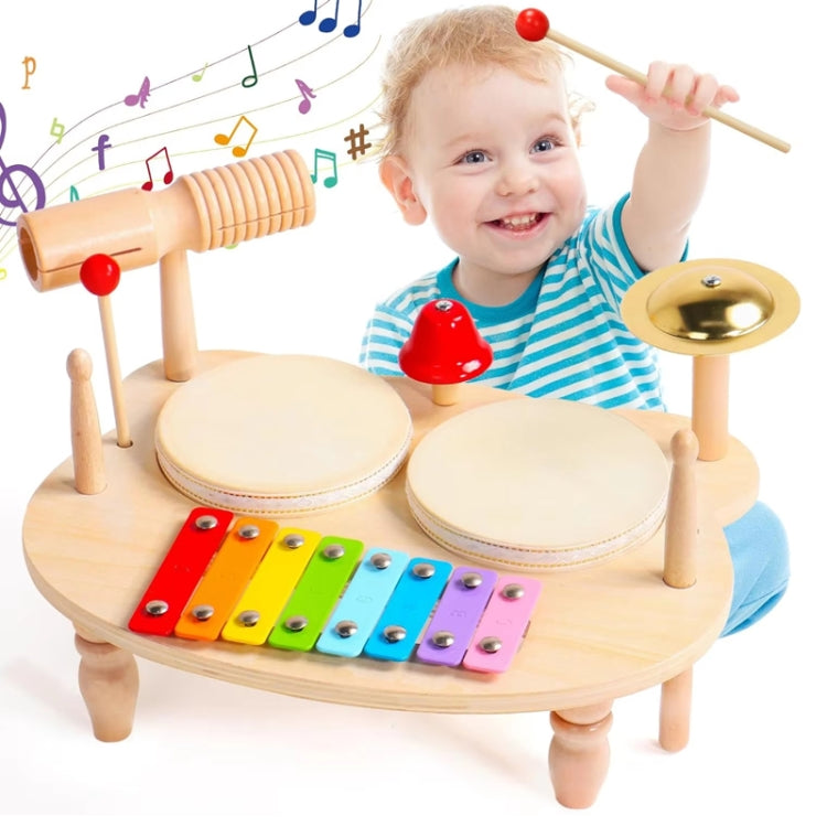 Children Wooden Desktop Music Percussion Toy Baby Early Learning Drum Enlightenment Toy, Style: Multi-function Percussion Table