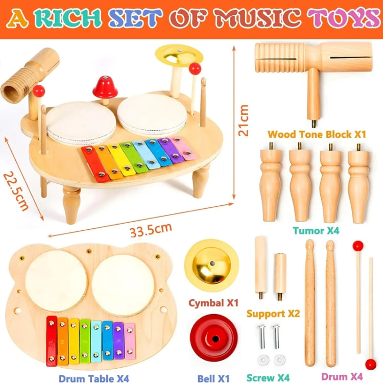 Children Wooden Desktop Music Percussion Toy Baby Early Learning Drum Enlightenment Toy, Style: Multi-function Percussion Table