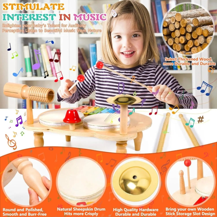Children Wooden Desktop Music Percussion Toy Baby Early Learning Drum Enlightenment Toy, Style: Multi-function Percussion Table