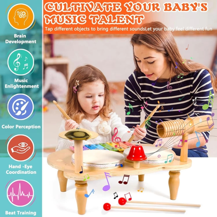 Children Wooden Desktop Music Percussion Toy Baby Early Learning Drum Enlightenment Toy, Style: Multi-function Percussion Table