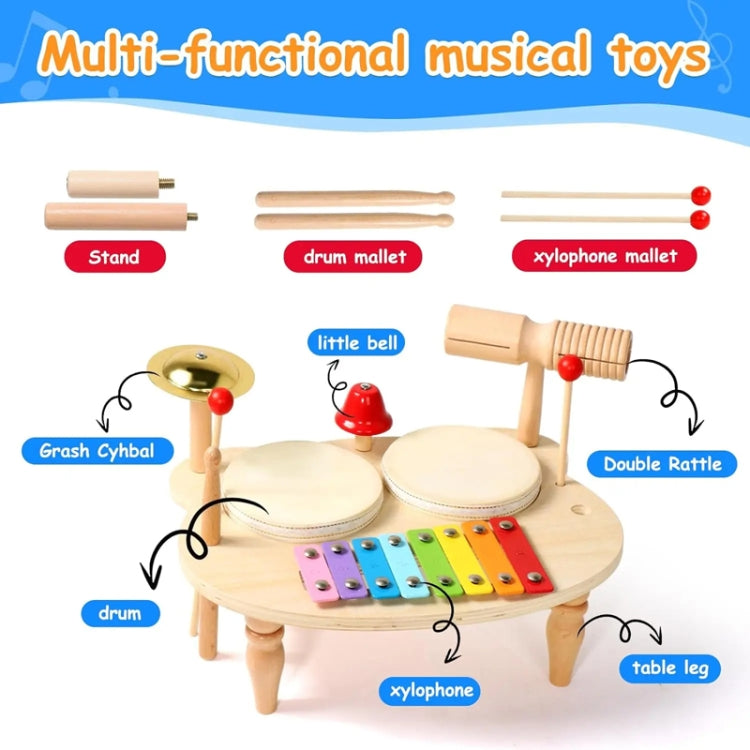 Children Wooden Desktop Music Percussion Toy Baby Early Learning Drum Enlightenment Toy, Style: Multi-function Percussion Table