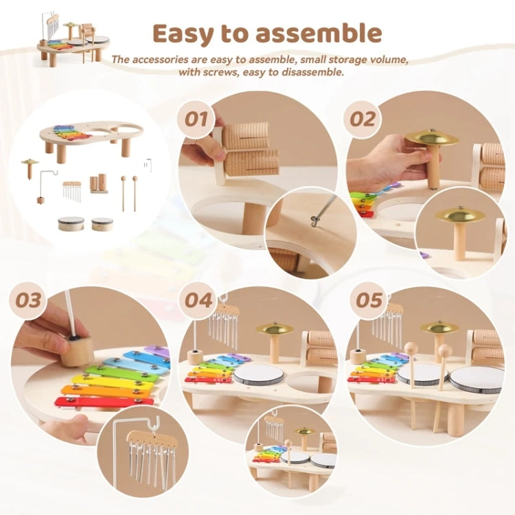 Children Wooden Desktop Music Percussion Toy Baby Early Learning Drum Enlightenment Toy, Style: Music Stand