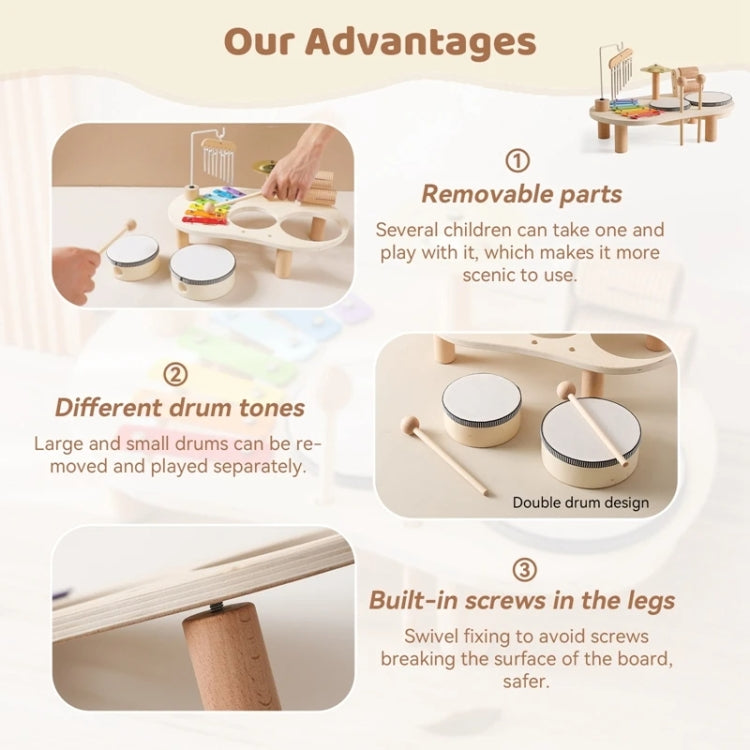 Children Wooden Desktop Music Percussion Toy Baby Early Learning Drum Enlightenment Toy, Style: Music Stand