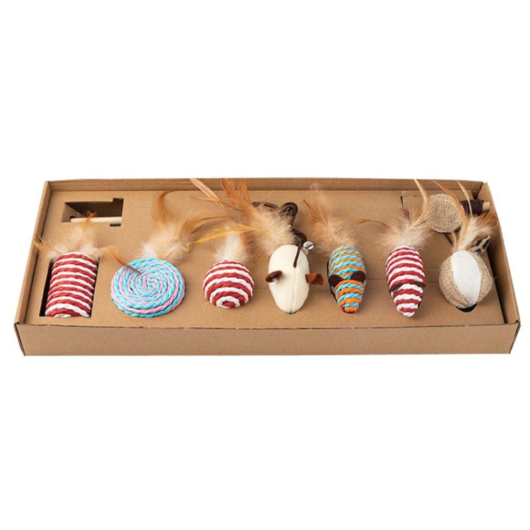 7pcs / Set Pet Teasing Cats Toys Combination Kit, Style: Pumpkin Ball