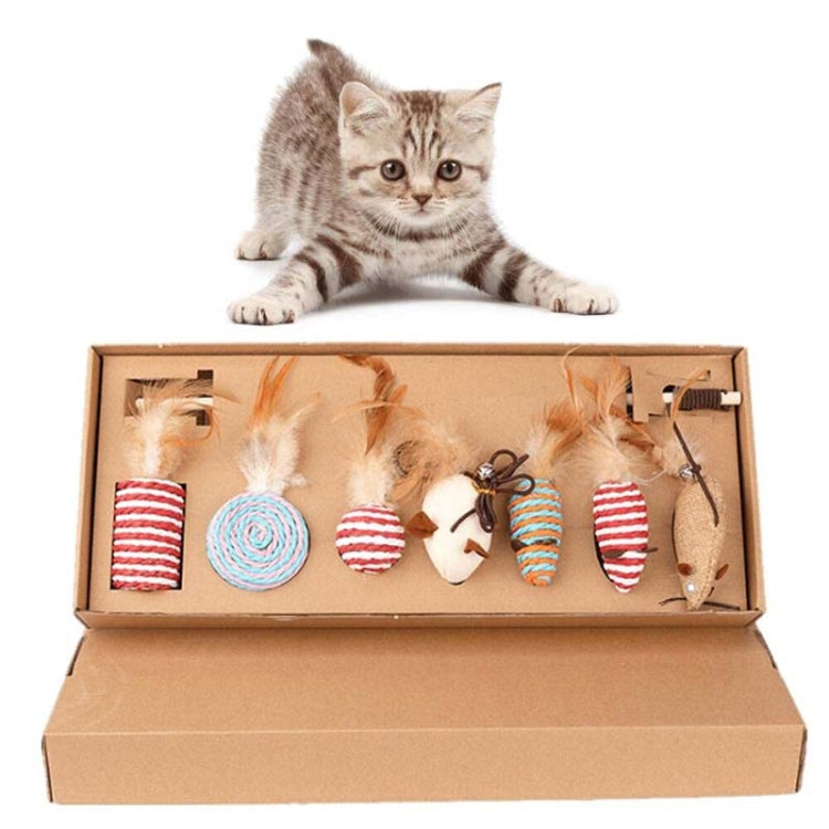 7pcs / Set Pet Teasing Cats Toys Combination Kit, Style: Sisal Mouse