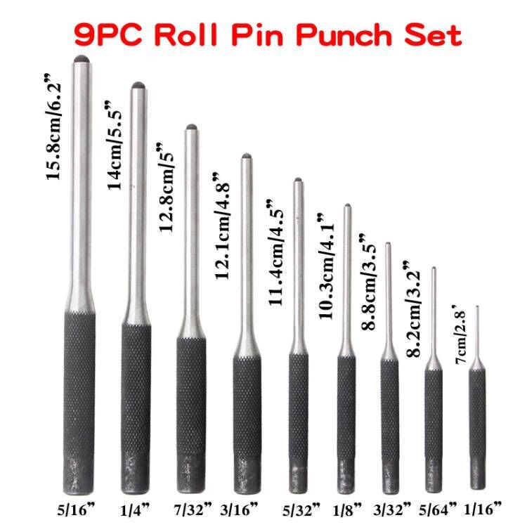 9-in-1 Heavy Duty Roll Pin Punch Set Round Punch Removal Tools, Spec: with Hammer