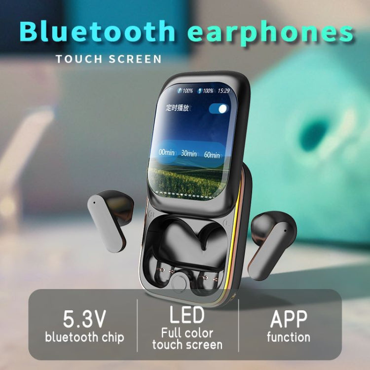 IB G9 Slider Bluetooth Earbuds With Smart Touch-Control Color Screen Supports APP And Multiple Languages - Black