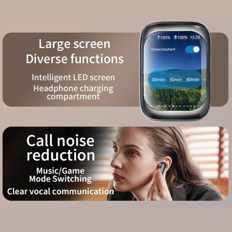 IB G9 Slider Bluetooth Earbuds With Smart Touch-Control Color Screen Supports APP And Multiple Languages - Black