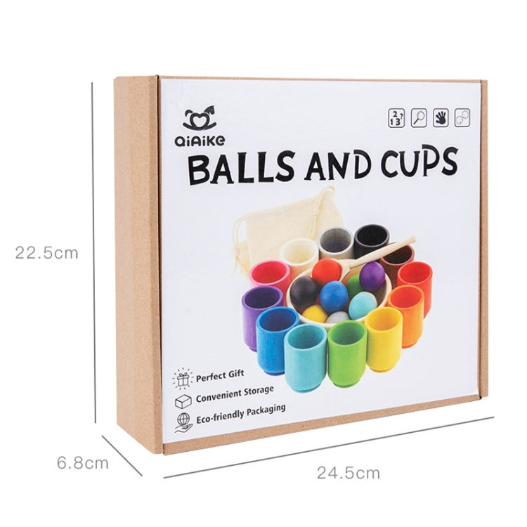 Children Montessori Early Learning Color Recognition Matching Beads Kindergarten Educational Toy - 12-color Balls And Cups