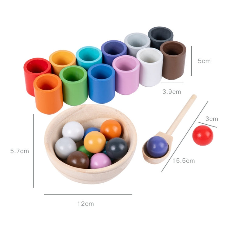 Children Montessori Early Learning Color Recognition Matching Beads Kindergarten Educational Toy - 12-color Balls And Cups