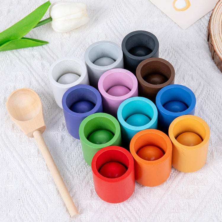 Children Montessori Early Learning Color Recognition Matching Beads Kindergarten Educational Toy - 12-color Balls And Cups