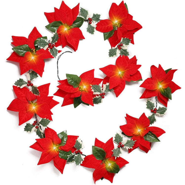 Safflower + Red Fruit Christmas Decoration Christmas Flower Lights String LED Colourful Lights Christmas Garland, Style: 2m 10 Lights USB