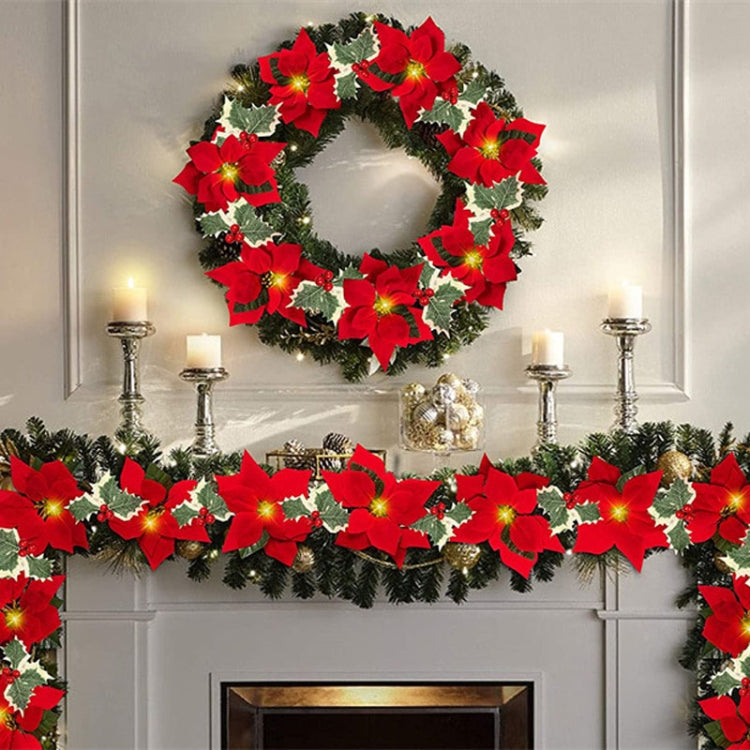 Safflower + Red Fruit Christmas Decoration Christmas Flower Lights String LED Colourful Lights Christmas Garland, Style: 3m 20 Lights Battery Box