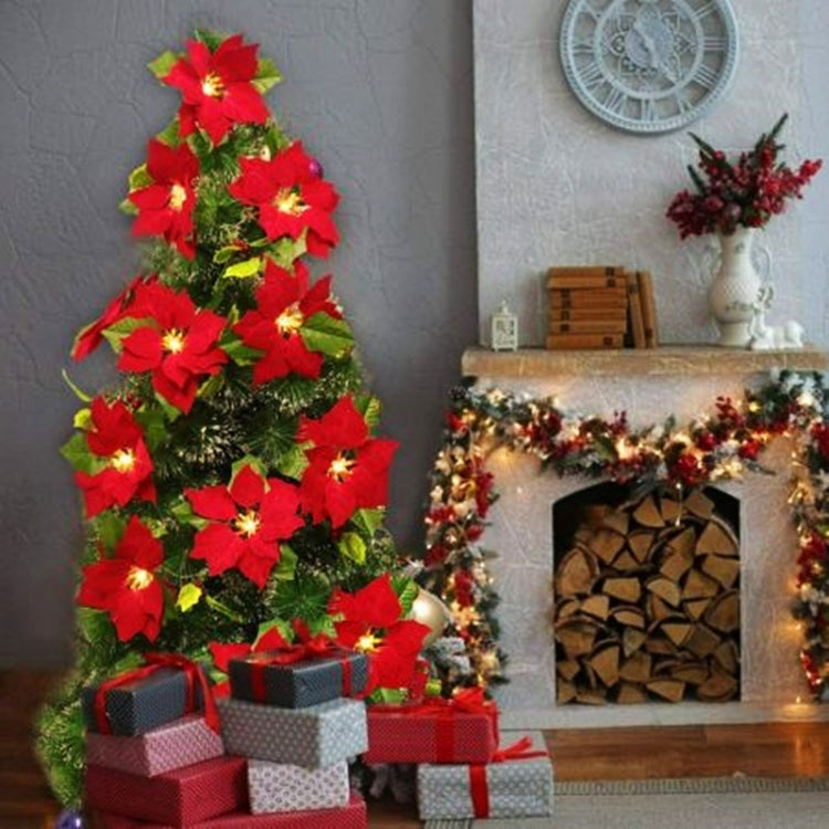 Safflower + Red Fruit Christmas Decoration Christmas Flower Lights String LED Colourful Lights Christmas Garland, Style: 2m 10 Lights Battery Box