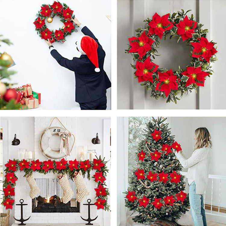Safflower + Red Fruit Christmas Decoration Christmas Flower Lights String LED Colourful Lights Christmas Garland, Style: 3m 20 Lights Battery Box