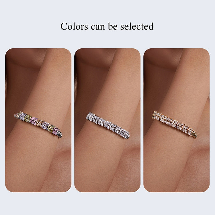 YIB067 Copper Platinum-plated Shining Zircon Wheat Ear Bracelet, Size: 17CM