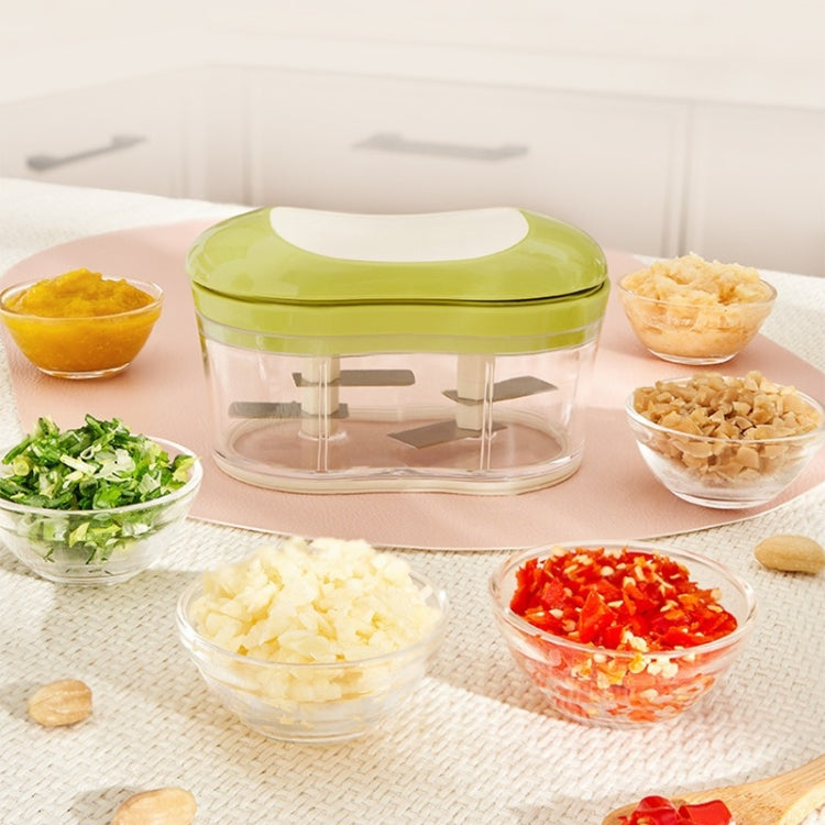 Hand-pushed Garlic Cutter Manual Food Processor Vegetable Chopper - Green