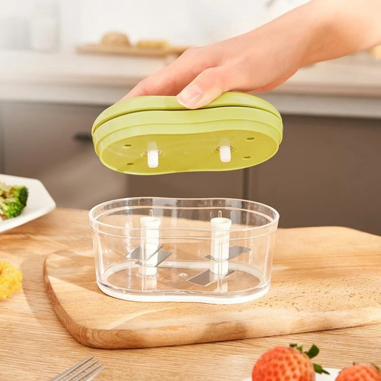 Hand-pushed Garlic Cutter Manual Food Processor Vegetable Chopper - Green