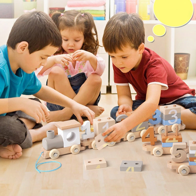 D55 Children Wooden Digital Train Set Baby Educational Toy Boys Girls Assembled Toy Birthday Gift
