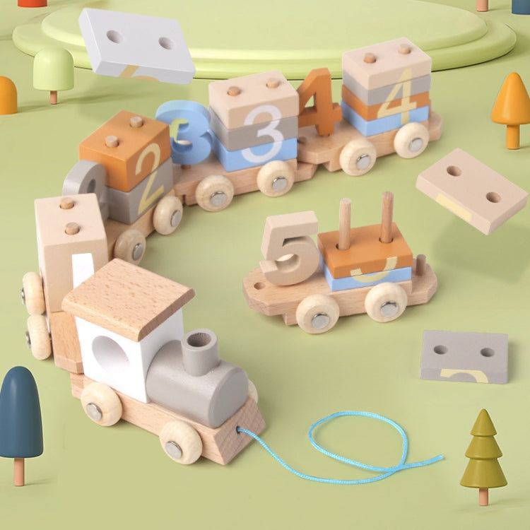 D55 Children Wooden Digital Train Set Baby Educational Toy Boys Girls Assembled Toy Birthday Gift