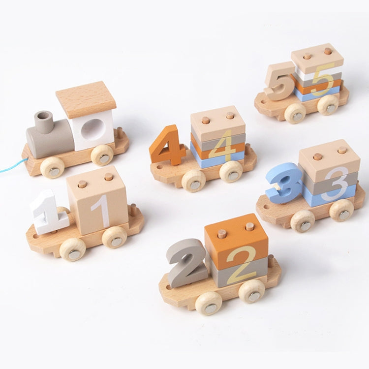 D55 Children Wooden Digital Train Set Baby Educational Toy Boys Girls Assembled Toy Birthday Gift