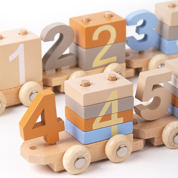D55 Children Wooden Digital Train Set Baby Educational Toy Boys Girls Assembled Toy Birthday Gift