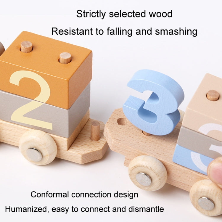 D55 Children Wooden Digital Train Set Baby Educational Toy Boys Girls Assembled Toy Birthday Gift
