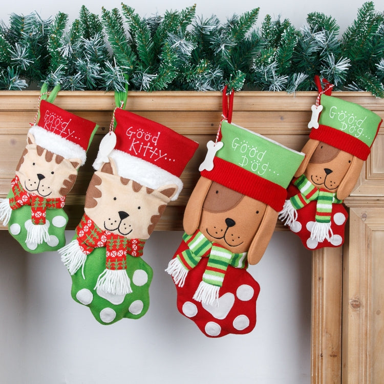 Model D Large Cat Sock Christmas Decoration Hanging Gift Bag Pet Candy Bag