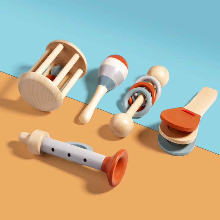 Treehole 5pcs /Set Wooden Baby Hand Grip Bells Rattles Musical Instruments Toddler Early Learning Pacifying Bed Bells Toys