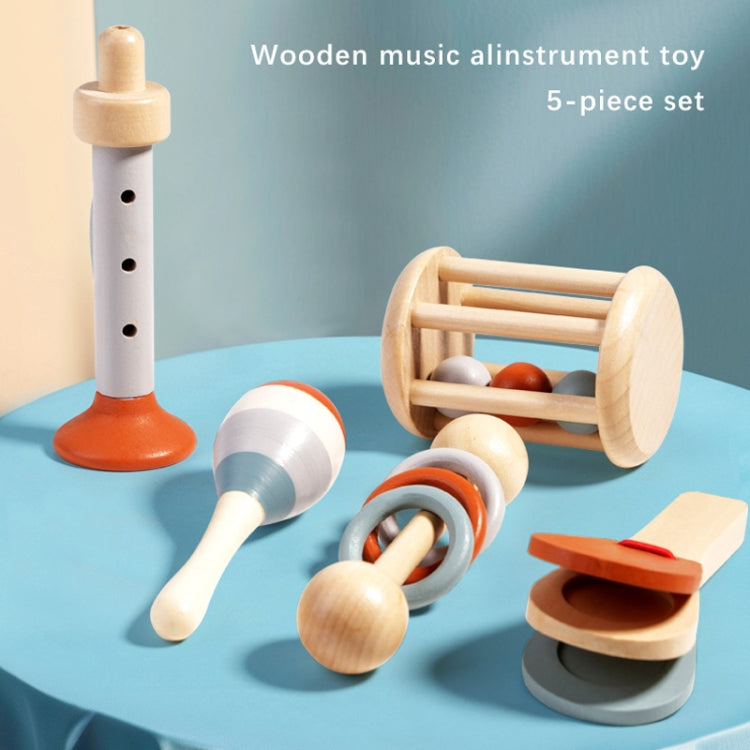 Treehole 5pcs /Set Wooden Baby Hand Grip Bells Rattles Musical Instruments Toddler Early Learning Pacifying Bed Bells Toys