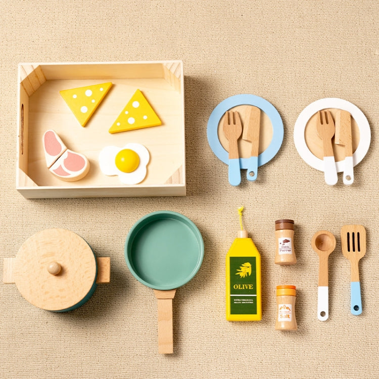 Children Pretend Play Simulation Kitchen Cookware Set Montessori Boys Girls Mini Kitchen Wooden Toys