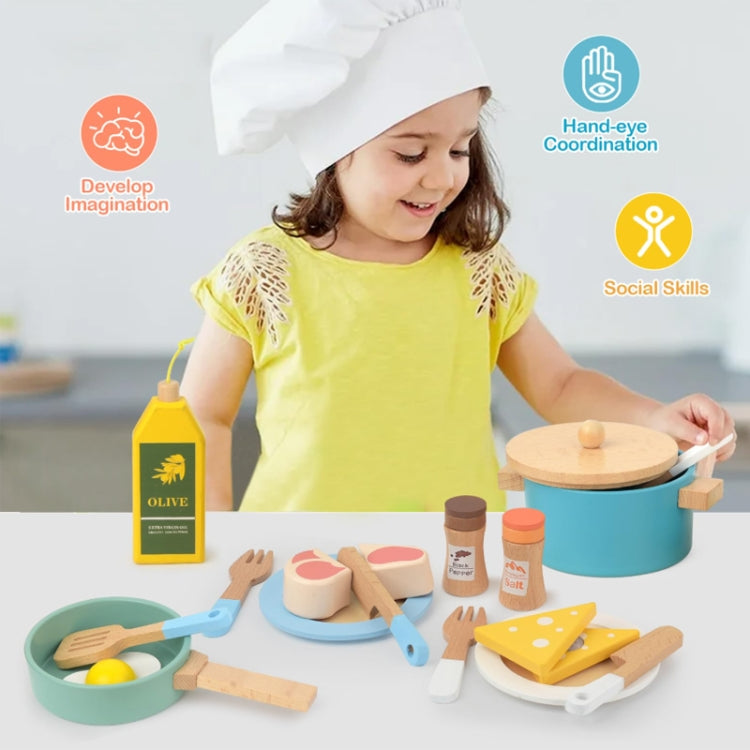 Children Pretend Play Simulation Kitchen Cookware Set Montessori Boys Girls Mini Kitchen Wooden Toys
