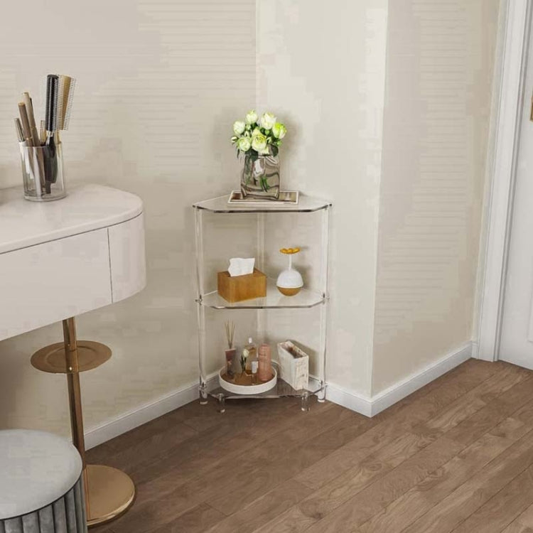 YX140 Polygonal 3-Tier Acrylic Wall Corner Table For Living Room Kitchen Bathroom Storage