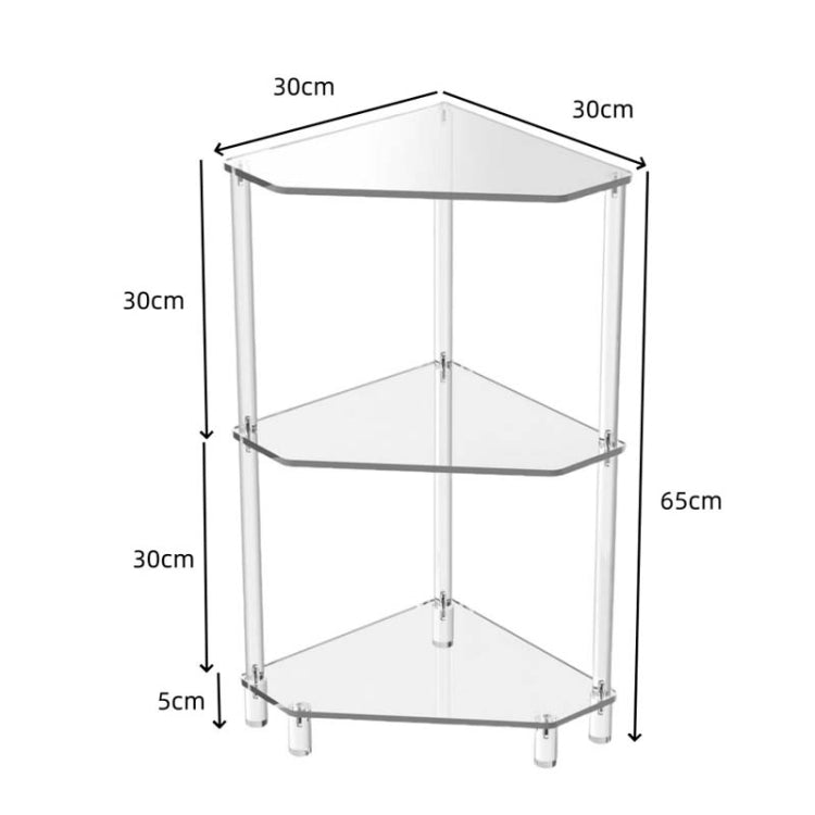 YX140 Polygonal 3-Tier Acrylic Wall Corner Table For Living Room Kitchen Bathroom Storage