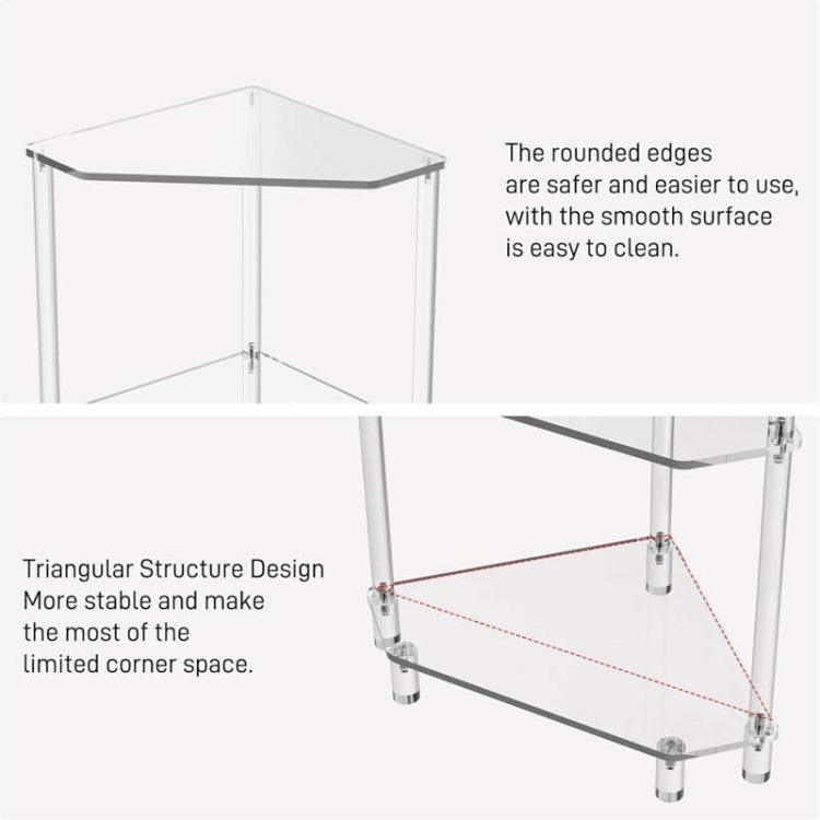 YX140 Polygonal 3-Tier Acrylic Wall Corner Table For Living Room Kitchen Bathroom Storage