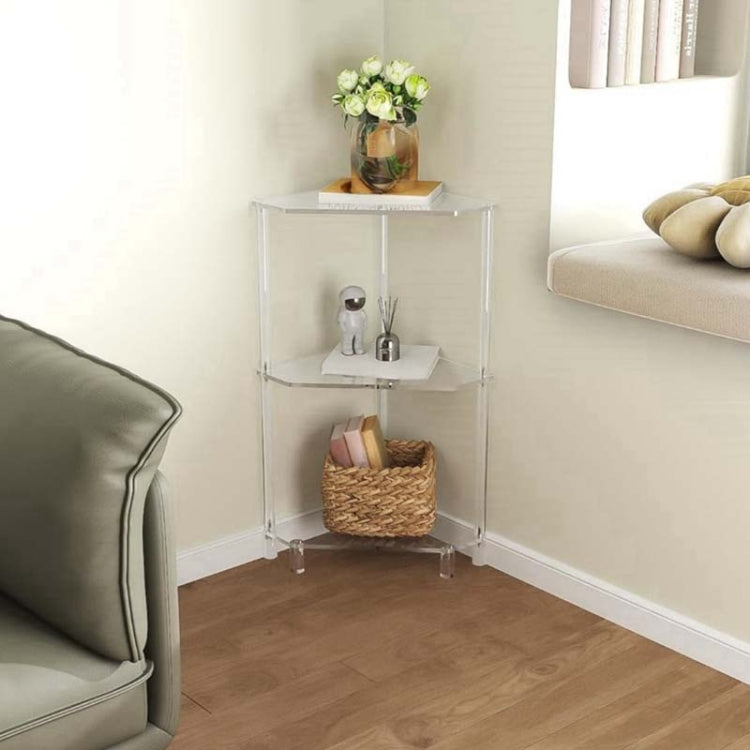 YX140 Polygonal 3-Tier Acrylic Wall Corner Table For Living Room Kitchen Bathroom Storage