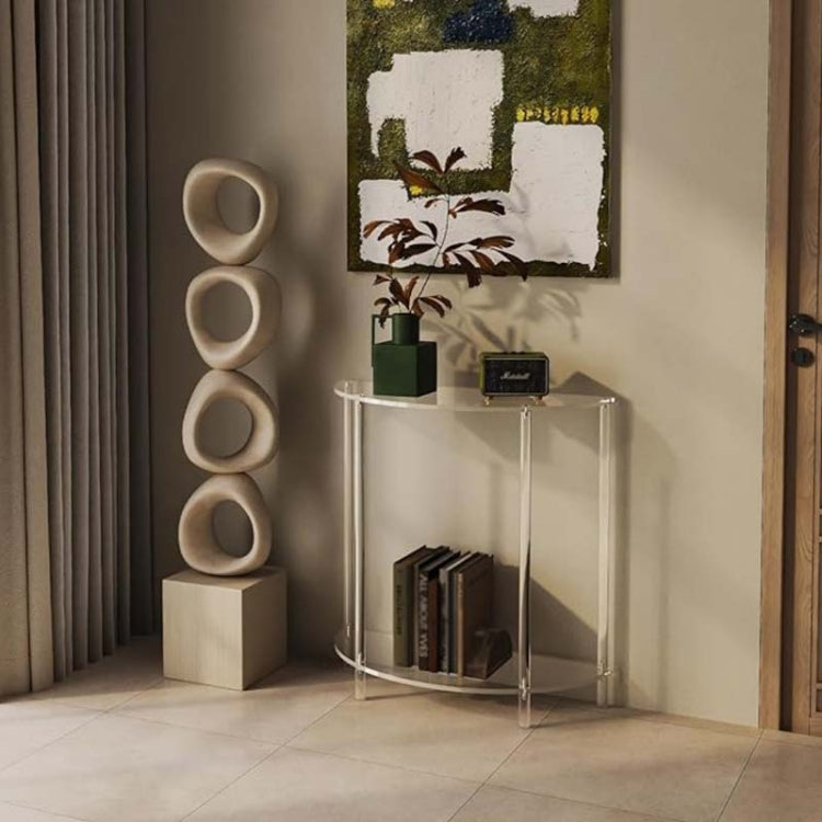 YX139 2 Layers Acrylic Semi-Oval Wall Side Table For Living Room Bedroom Bedside