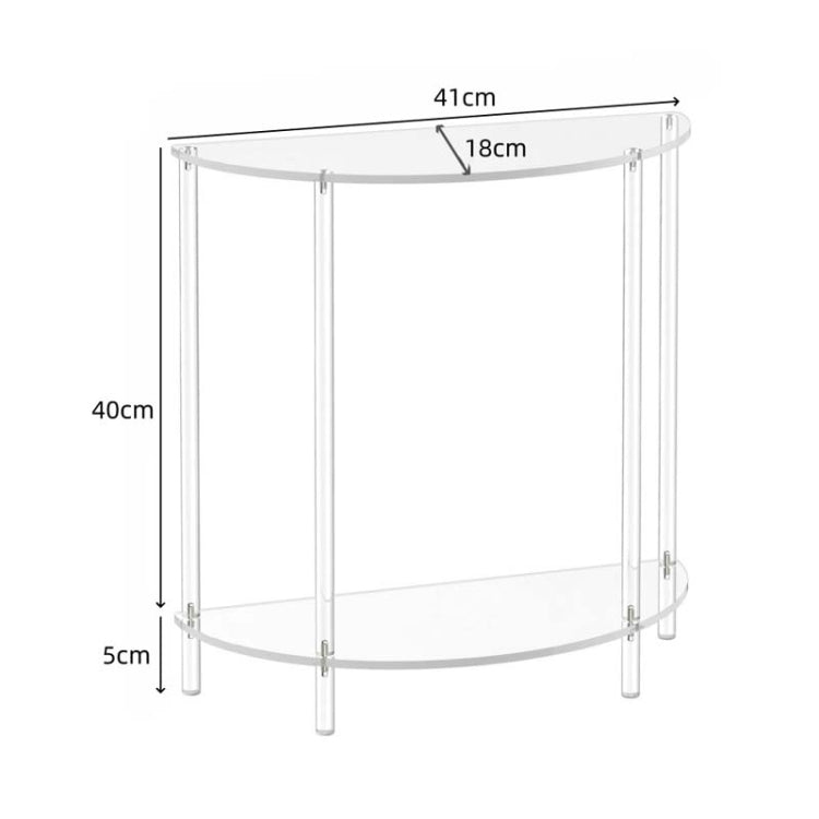 YX139 2 Layers Acrylic Semi-Oval Wall Side Table For Living Room Bedroom Bedside