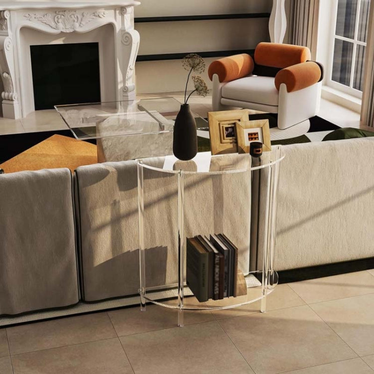 YX139 2 Layers Acrylic Semi-Oval Wall Side Table For Living Room Bedroom Bedside