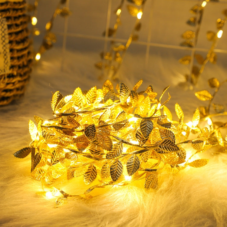 3m 30 Lights LED Artificial Golden Leaf Vine Light String For Christmas Holiday Decoration